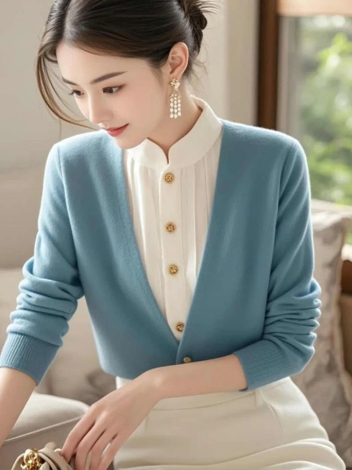 

Fake Two-Piece Knitwear Sweater Women's Autumn Winter Faionable Unique Personali Korean Sle Long Sve Woole...