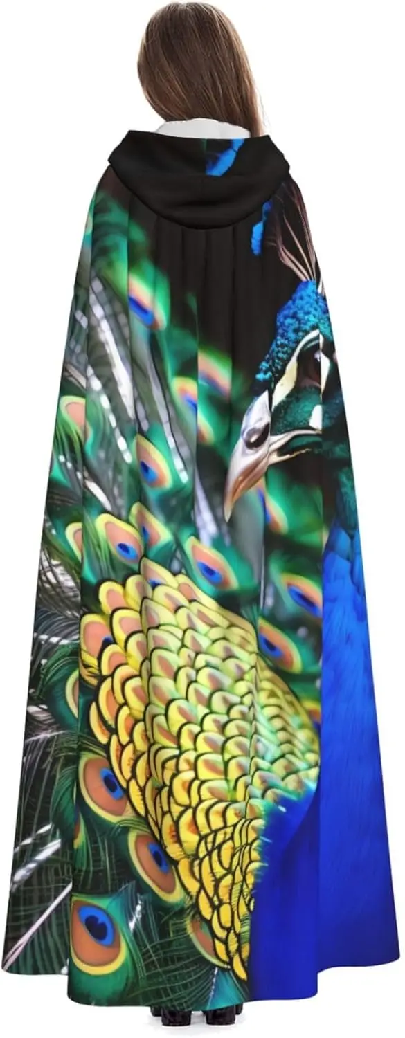 Красивый плащ с капюшоном и принтом павлина, плащ для взрослых, длинная накидка с капюшоном для костюмов для косплея на Рождество и Хэллоуин