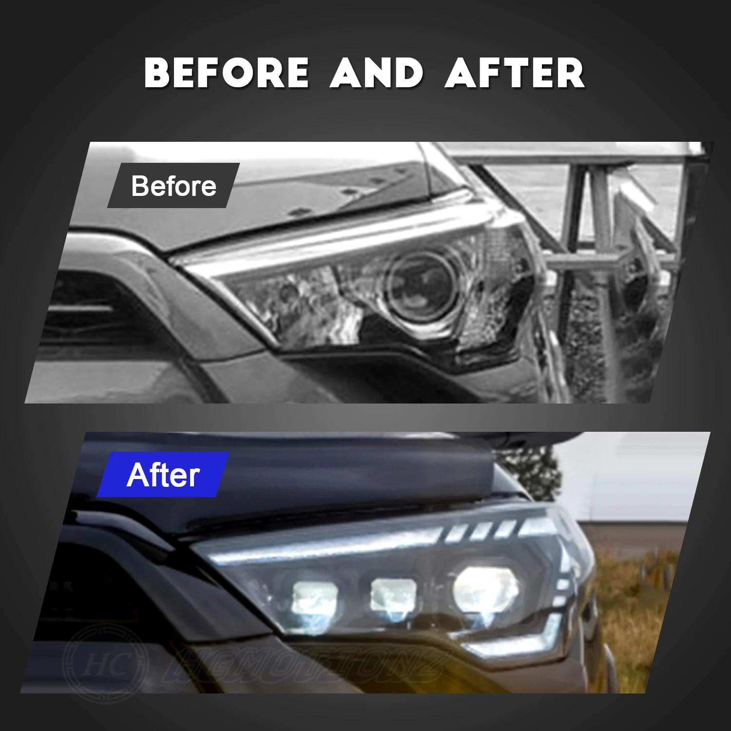 2026 HCMOTIONZ Wholesale 12V LED Headlights with Start Animation Plug-and-Play 100% Waterproof for 2014-2023 SR5