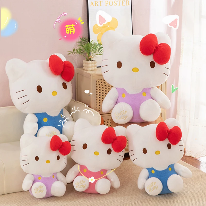 دمية كاواي سانريو القطيفة المملوءة بالرسوم المتحركة هالو كيتي مع فيونكة لعبة محشوة لطيفة للأطفال هدية عيد الميلاد للفتيات في عيد الحب