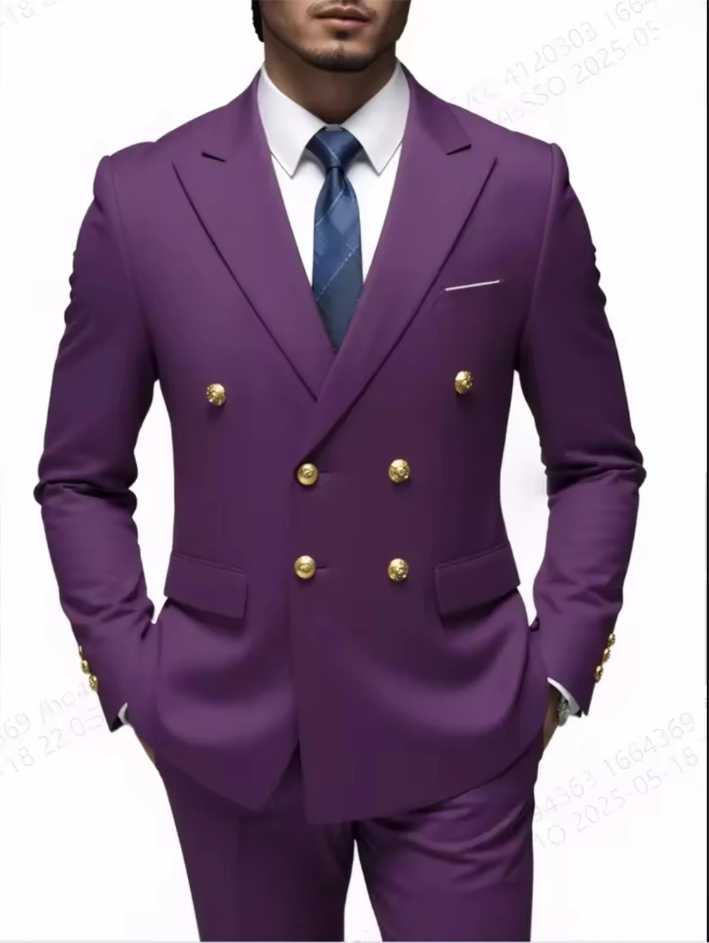 

Fashion Men's Suits 2 Pieces Leisure Boutique Business Banquet Wedding Double Breasted Slim Fit Suit Blazers Jacket Pants