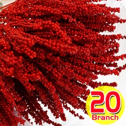New Christmas Red Berries Branch Artificial Holly Berry Stamen Flowers Wreath for Xmas Tree Ornaments New Year Party Home Decor