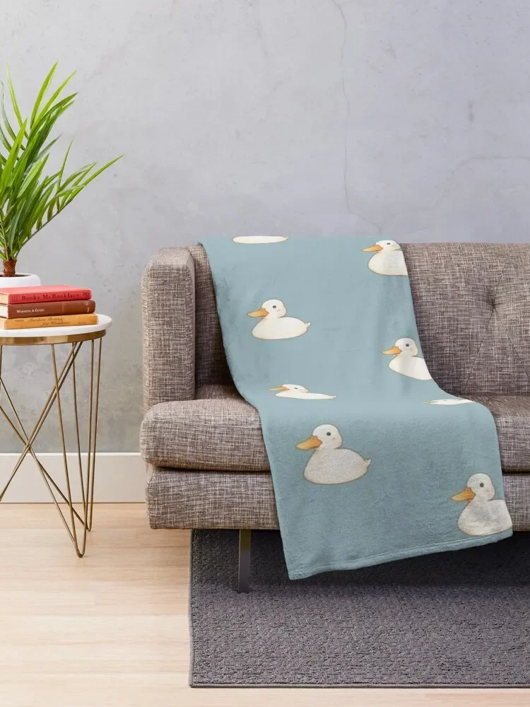 Cute White Duck Throw Blanket Bed linens Warm Vintage Fluffy Shaggy Blankets