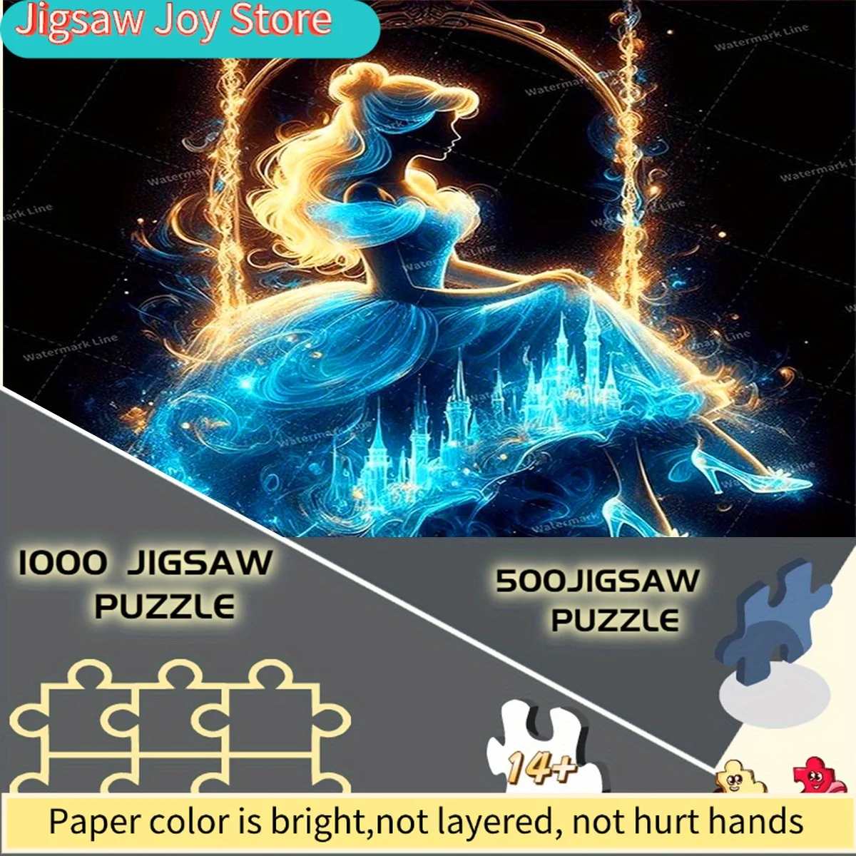 Rompecabezas de Papel Disney/Disney, Rompecabezas Brillante de Castillo de Ensueño de Princesa de Hadas para Hacer uno Mismo, Perfecto para Relajación, Ocio en el Hogar, O