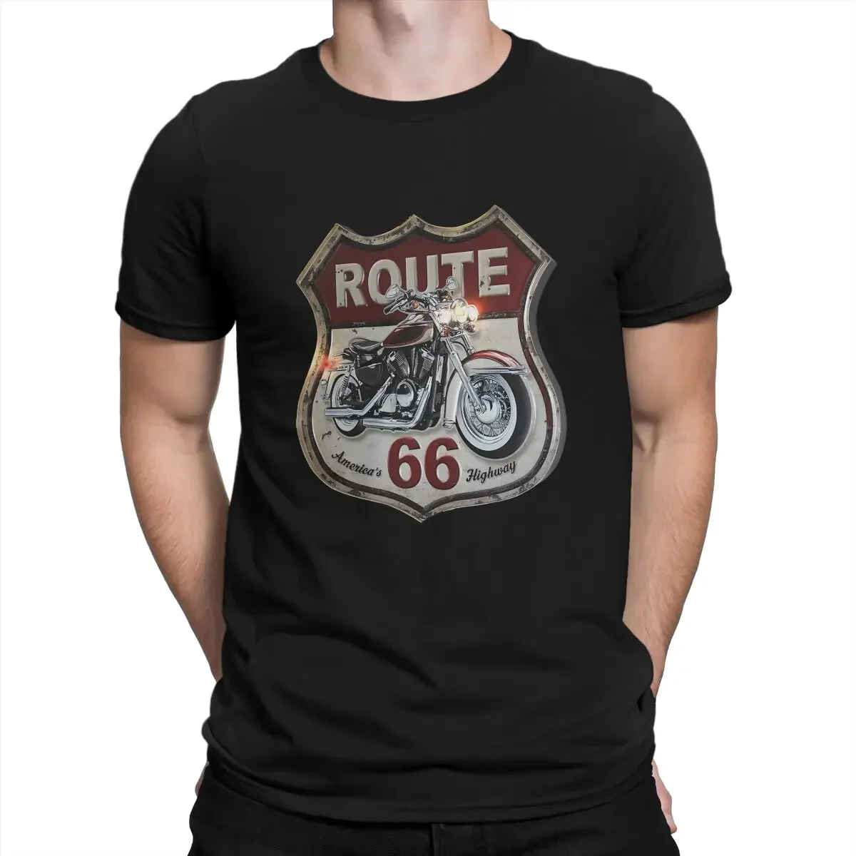 

Crewneck Polyester Short Sleeve Motorcycle U S Route 66 T Shirt Graphic heavyweight mens designer clothes new in tops & tees2024