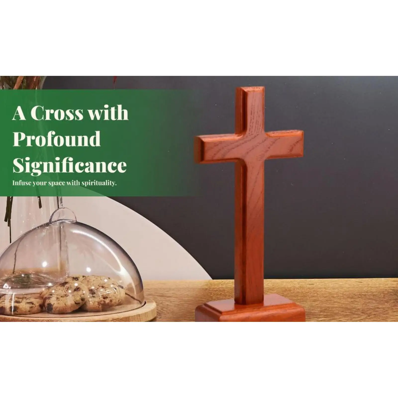 Wooden Cross Decoration Bless Our Family Crafts Christian Jesus Cross Catholic Crucifix for Office Farmhouse Church Indoor Gifts