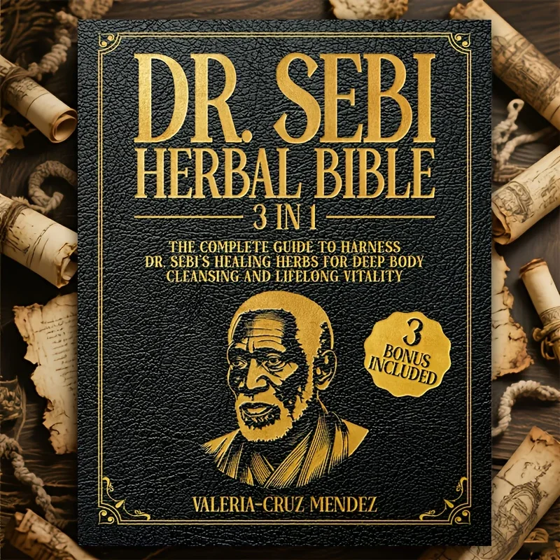 

5202 Dr. Sebi Herbal Bible 3-in-1: Detoxify and Cleanse Your Body with Dr. Sebi's Healing Herbs for Lasting Health and Vitality
