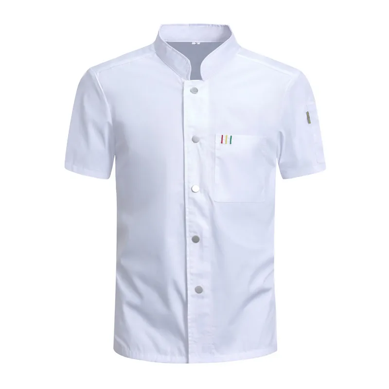 Uniforme de Chef de manga corta para hombre y mujer, camisa de cocinero para restaurante, Hotel, cocina, panadería, Unisex, camarero, maestro, Chef