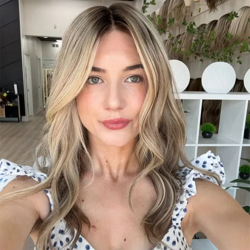 

Wigs for Woman Ombre Blonde Brown Synthetic Lace Front Wig Costume Wig 26 Inches Mixed Blonde Lace Frontal Wig With Middle Part