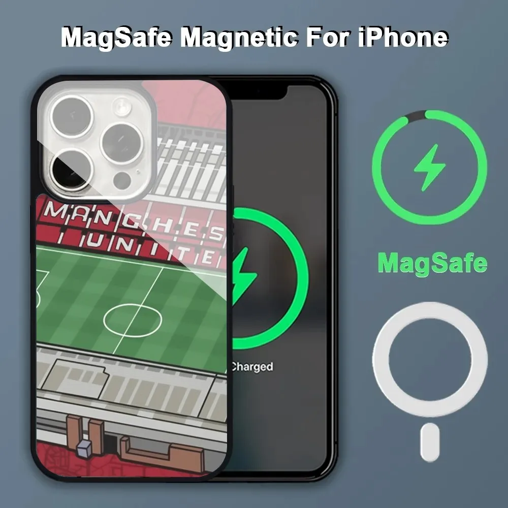 Old Trafford Manchester United Phone Case Magnetic for iPhone 15 16 14 13 Pro Max 11 12 Mini Magsafe Wireless Charging Cover