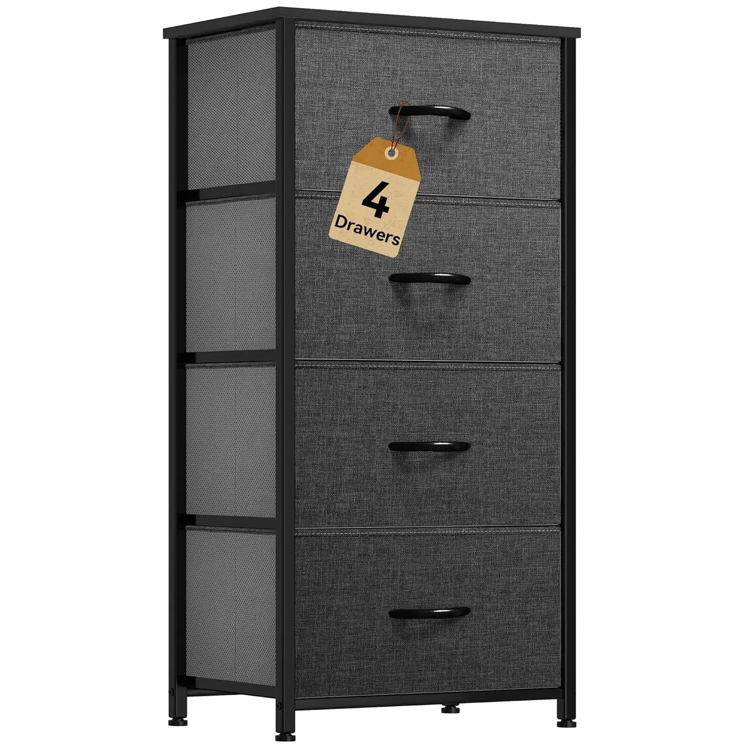 

Storage Tower with 4 Drawers - Fabric Dresser, Organizer Unit for Bedroom, Living Room, Closets - Sturdy Steel Frame, Easy Pu