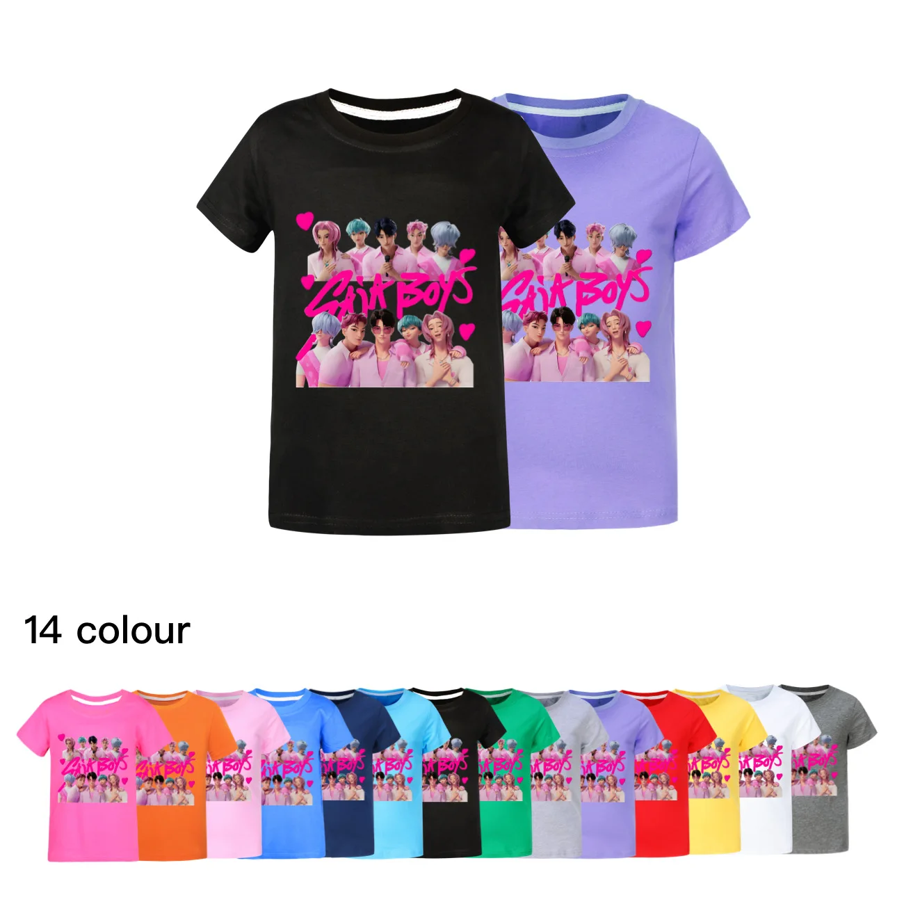 

KPOP Demon Hunters Kids T Shirt Cartoon Short Sleeve Kids Girls Kawaii Clothes Anime Tshirt Summer Children Boy T-Shirt