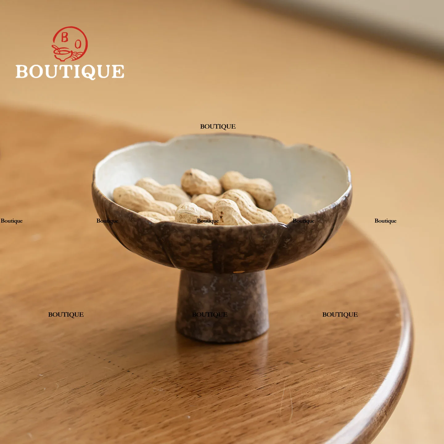 Ochre-glazed Aesthetic Dish  Fruit Bowl High-footed Ceramic Servings Dishes Chinese Food Plate Pretty Snack Tableware Trays Home