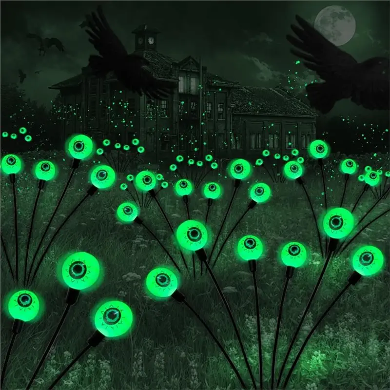 ABYN-Outdoor Solar Path Light 10 LED Eyeball Swaying Firefly Lights, Waterproof Scary Eyeball Design