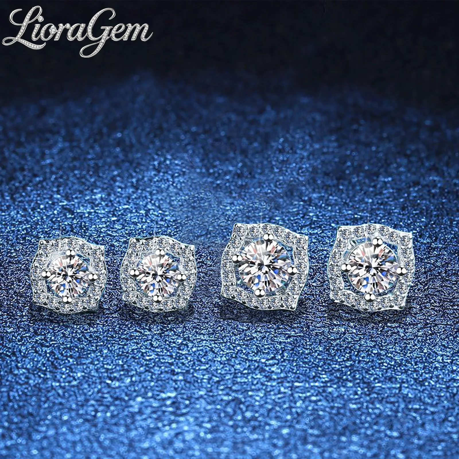 LioraGem Classic Square-shaped Moissanite Earrings, 0.5-1 Carat Moissanite Studs for Women Daily Wear Platinum PT950 Stamp