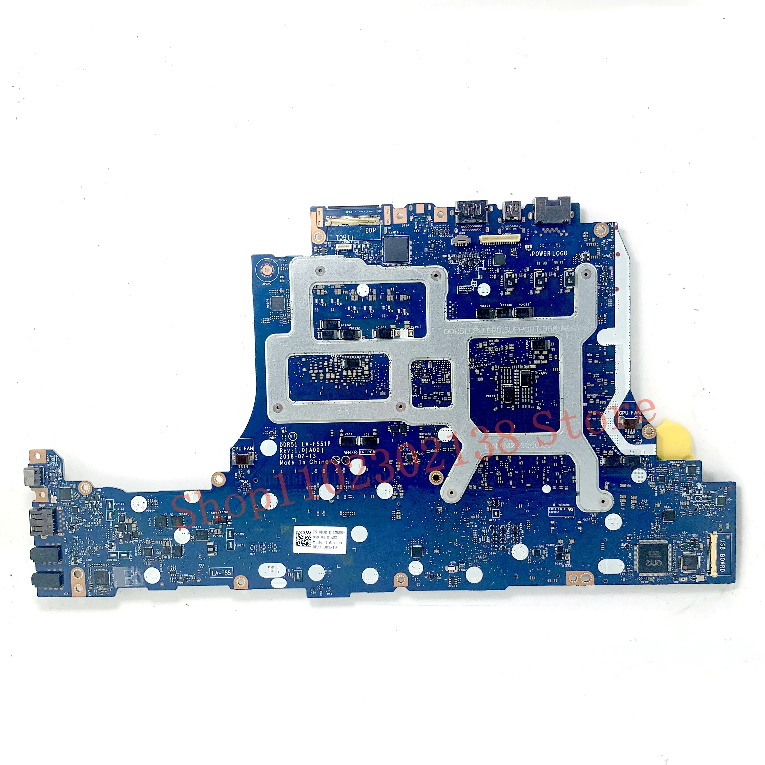 CN-0D3R1D 0D3R1D D3R1D With SR3YY I7-8750H CPU For DELL 15 R5 17 R5 R4 Laptop Motherboard LA-F551P N17E-G2-A1 GTX1070 100%Tested