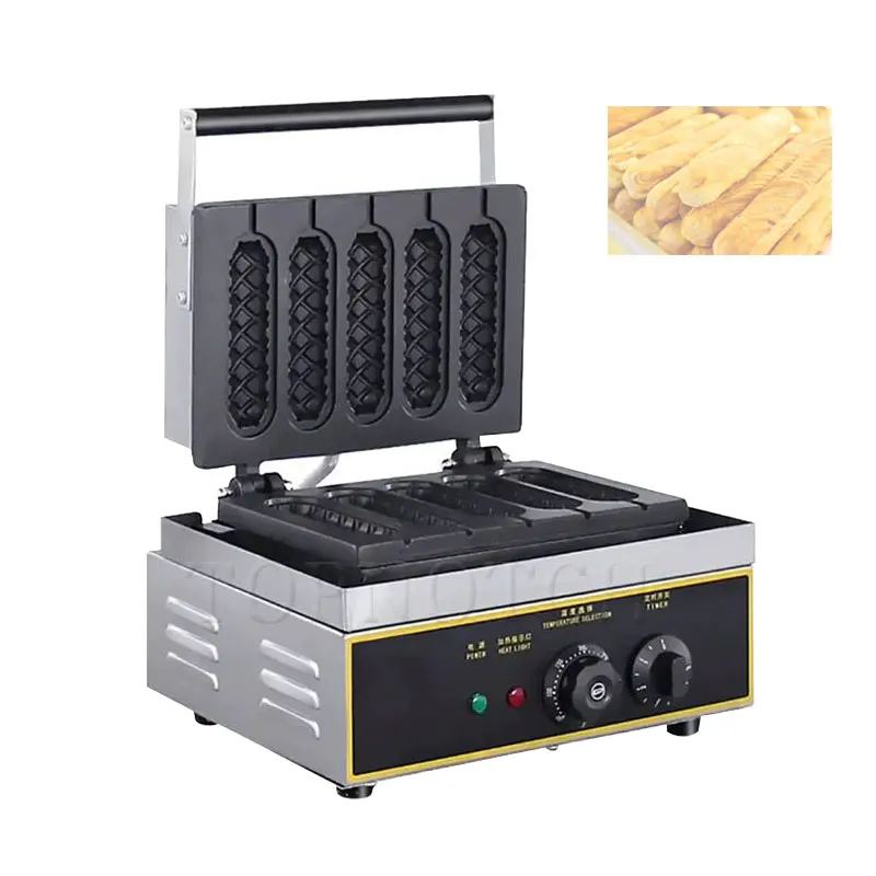Electric Waffle Sausage Machine Commercial Crispy French Hot Dog Lolly Stick Frying Pan Hot Dog Corn Baking Grill 5 Grids