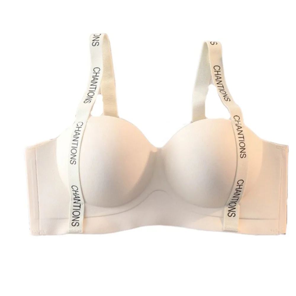 

Letter Wireless Deep V Bra Close-fitting Shockproof Brassiere for Women Anti-sagging Gathered Breasts Push Up Underwear Running