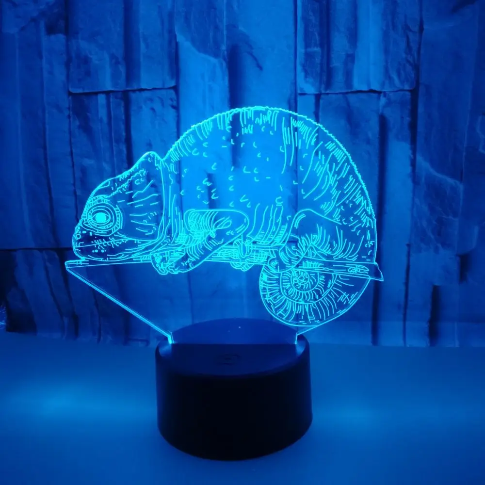 Animal Chameleon Rgb Touch Sleep Night Lights Acrylic Rechargeable Stands Led Lamp Bedroom Bedside Table Decoration Dropshipping