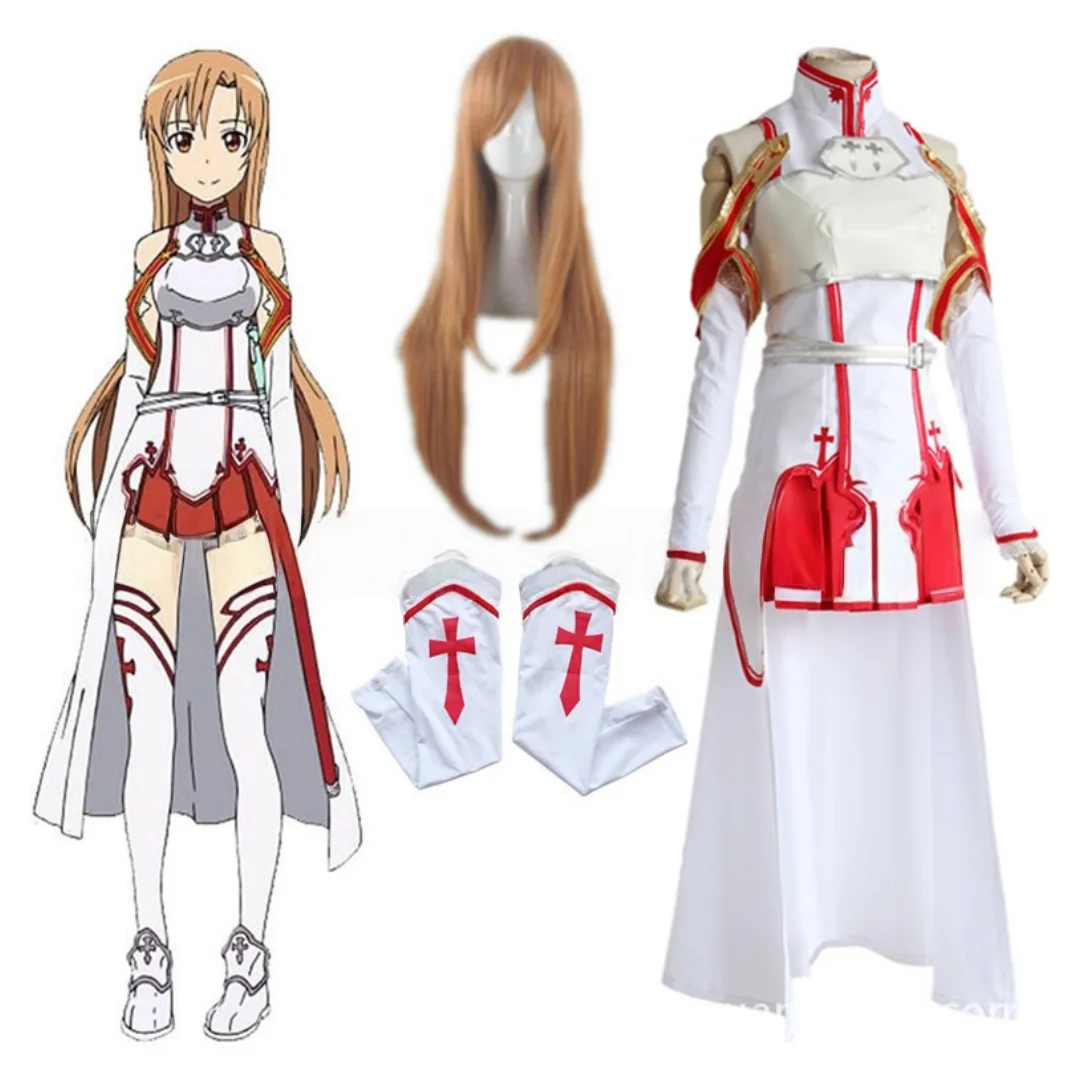 

Anime Sword Art Online Yuuki Asuna Cosplay Costume Wig Set Dress