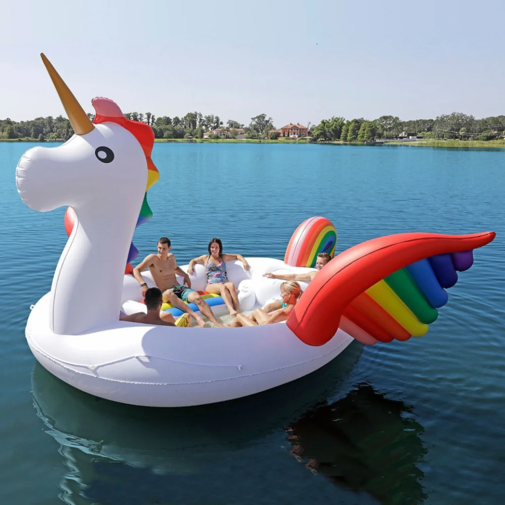 6 person inflatable Rainbow Unicorn Pool Float Gigantic inflatable Party Bird Island