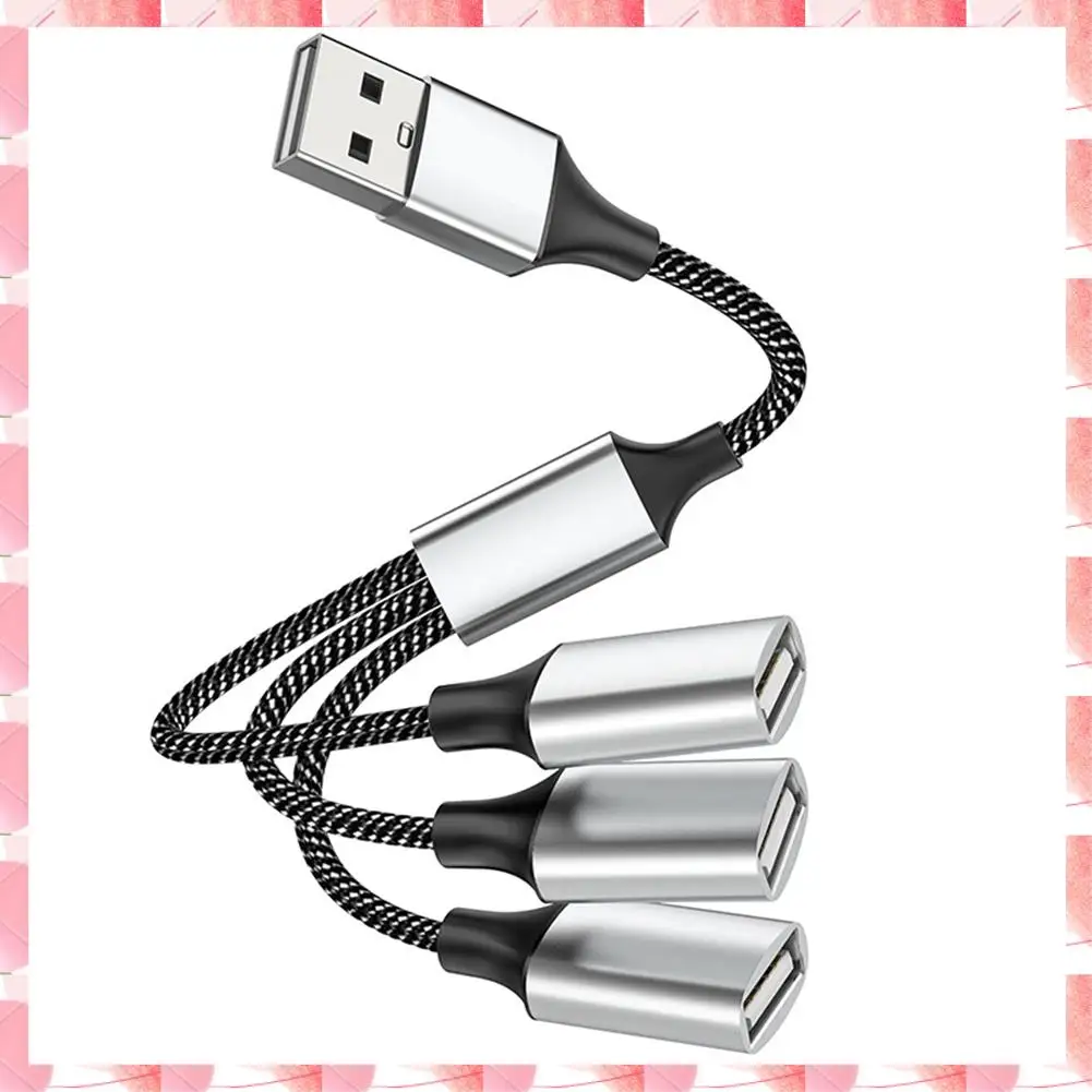 JAJA 1 PCS USB To USB 2.0 Triple USB Port HUB OTG Adapter Cable USB Extension Splitter USB A To 3 USB