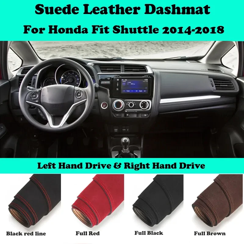 For Honda Fit Shuttle Wagon Gk8 2014-2018 Leather Dashmat Dashboard Cover Pad Dash Mat Carpet Car-Styling Accessories LHD RHD