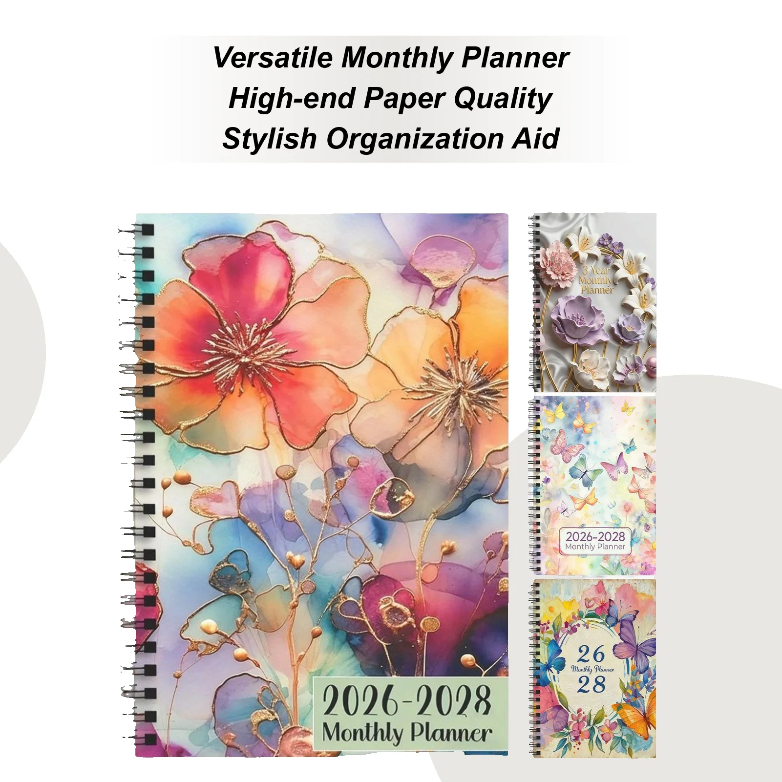 สมุดวางแผนรายเดือน A5 ปี 2006-2008 สมุดบันทึกประจำปี สมุดจดบันทึกธีมดอกไม้สุดหรู สมุดวางแผนรายเดือน 3 ปี สำหรับนักเรียนและครู