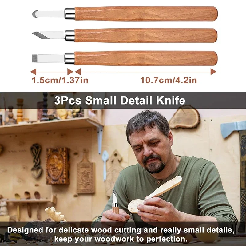 Wood Whittling Kit For Beginners 15PCS Wood Carving Tools Kit Basswood Carving Blocks Gloves Roll Bag Sharpener For Widdling Kit
