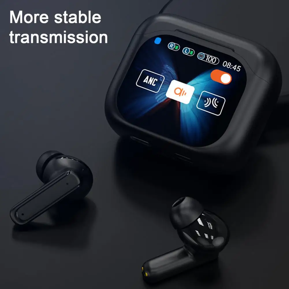 Bluetooth-compatible Wireless Earbuds with Charging Case Noise Cancelling Headset Sweat-proof Touch Screen Smart Earphones