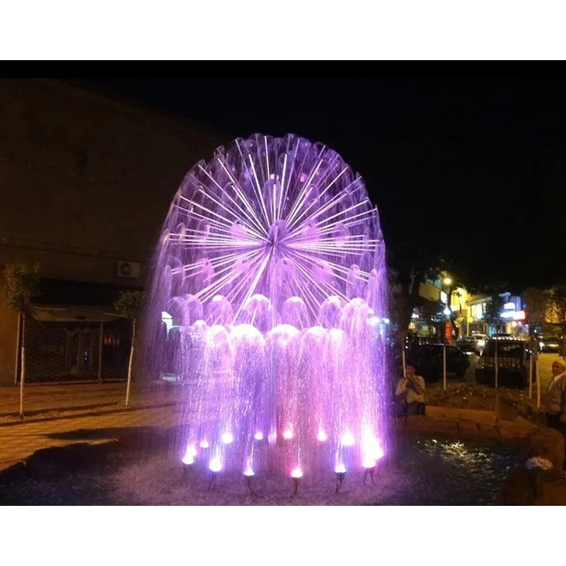 custom.1m Size 304 Stainless Steel Outdoor Dandelion Fountain with Ball Nozzles and Lights Parks