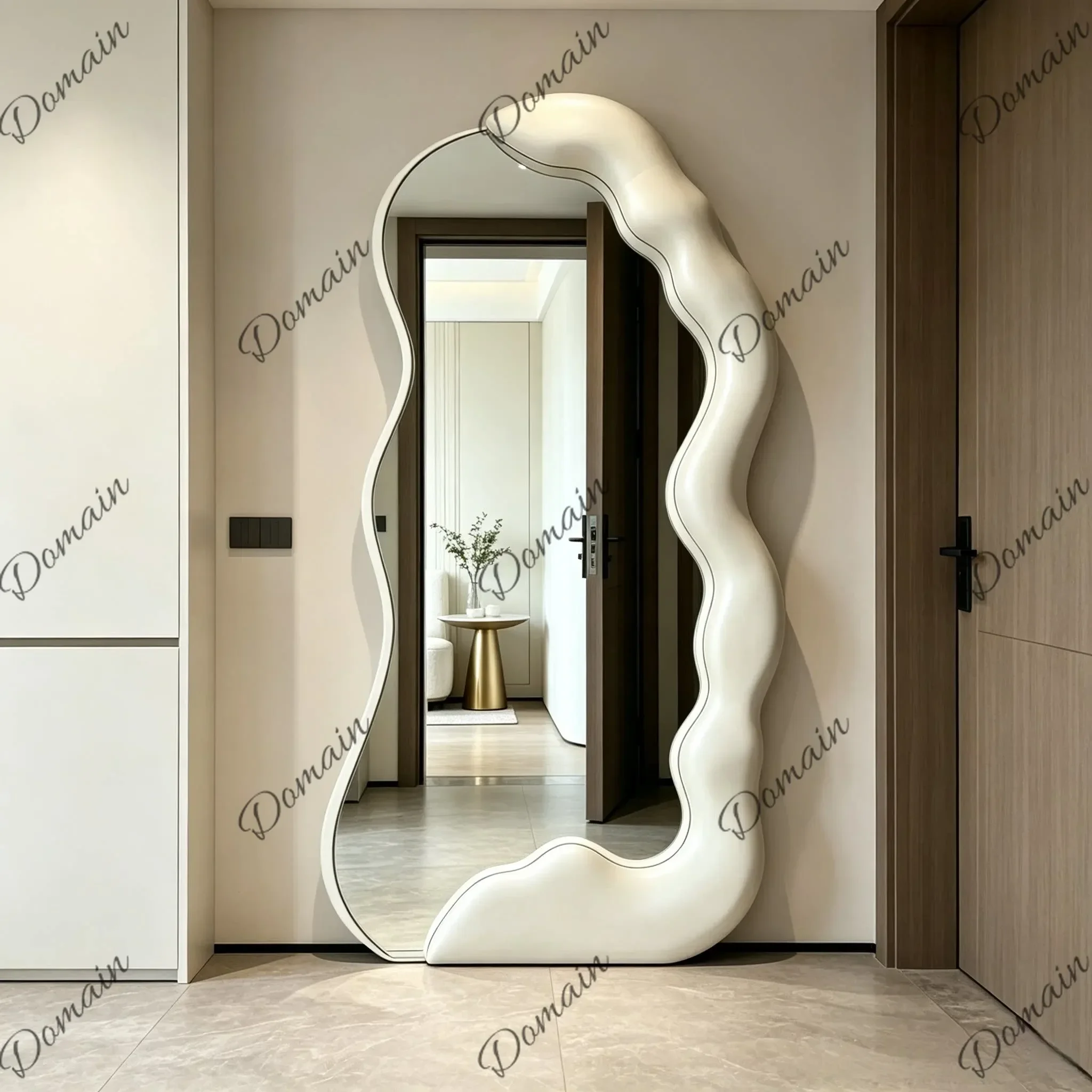 WA XX Advanced Special-shaped Floor-to-ceiling Wave Full-length Mirror Household Bedroom Irregular Fitting Mirror J