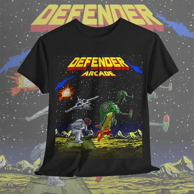 Defender Arcade T-shirt Classic Unisex Retro Gamer Tee