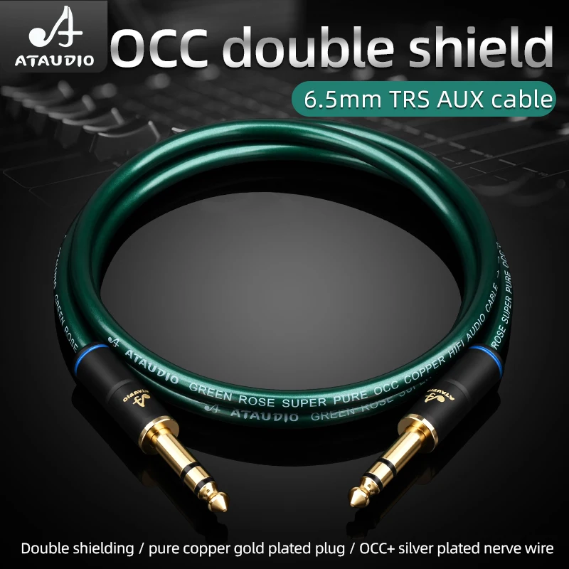 HiFi 6.5mm TRS AUX Cable Double shield 7N OCC Silver Plated Nerve Core 6.5 Stereo Male to Male for Amplifier Mixer