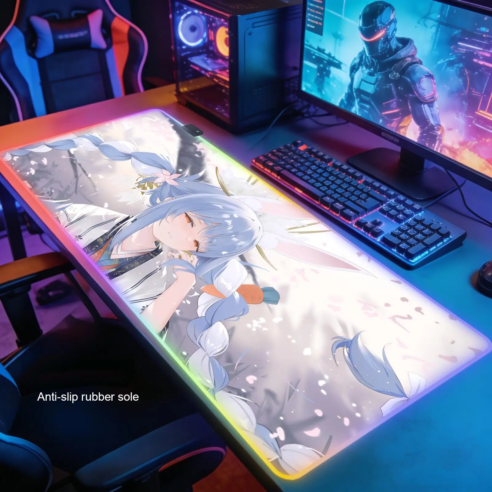 pekora New rgb Computer Home Mousepad XXL Desk Mats Natural Rubber Office Anti Slip Gaming Accessories pad
