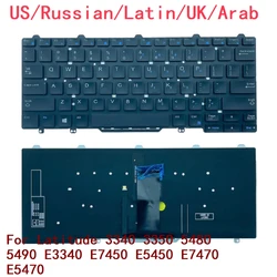 Nuova tastiera retroilluminata per Laptop arabo latino americano russo per Dell Latitude 3340 3350 5480 5490 E3340 E7450 E5450 E7470 E5470