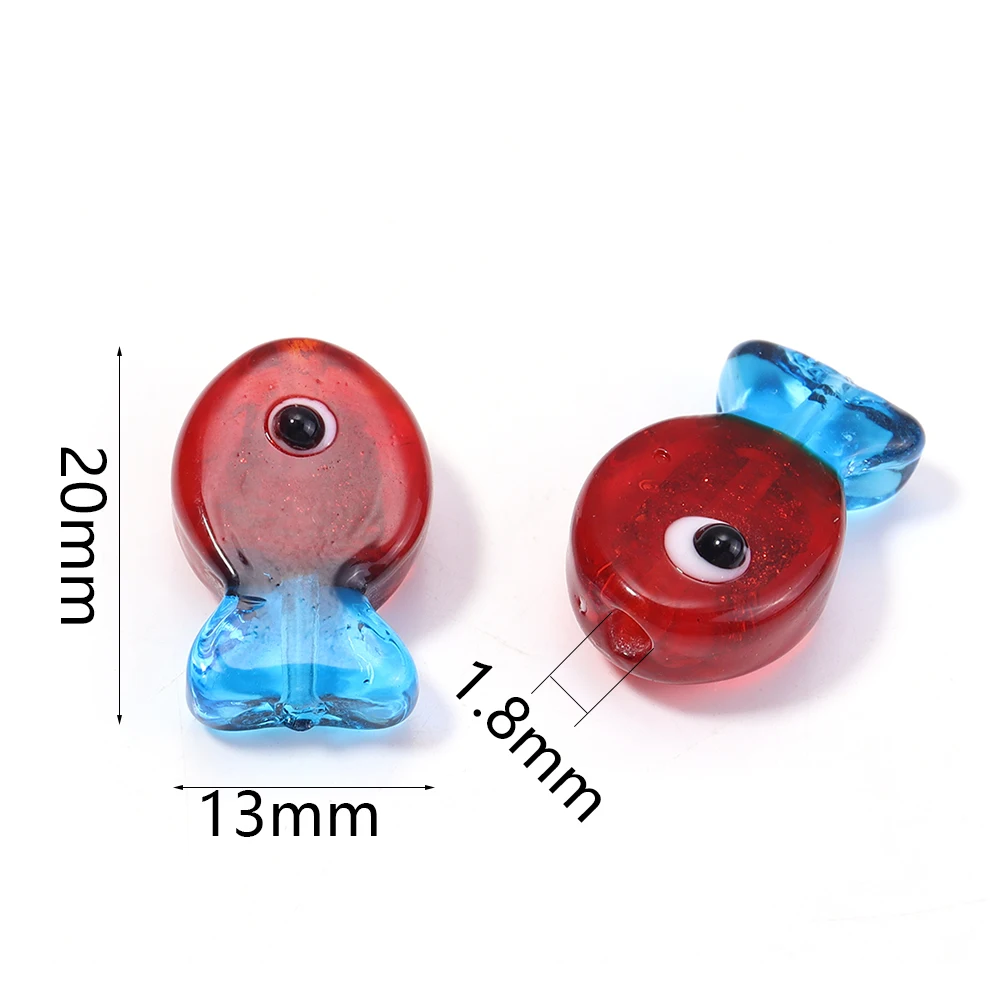 2pcs/lot Colorful Tiny Glass Fish Beads 13X20mm Handmade Fish Beads Loose Spacer Bead For DIY Jewelry Marking Necklace Earrings