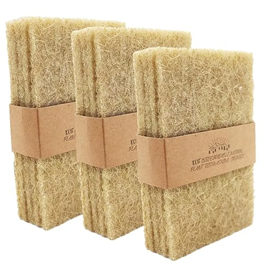 Natural Scouring Pads 15 Pack- Non-Scratch Sisal Cleaning Scrub Pads for Dishes, Eco-Friendly Coconut Fiber Kitchen Scrubbers f