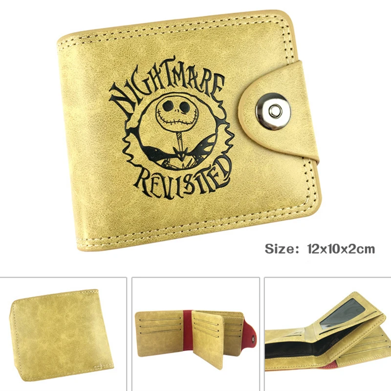 

Jack Skellington Wallet The Nightmare Before Christmas Cartoon PU Purse Button Money Bag Short MultiFunction Fashion Men Women