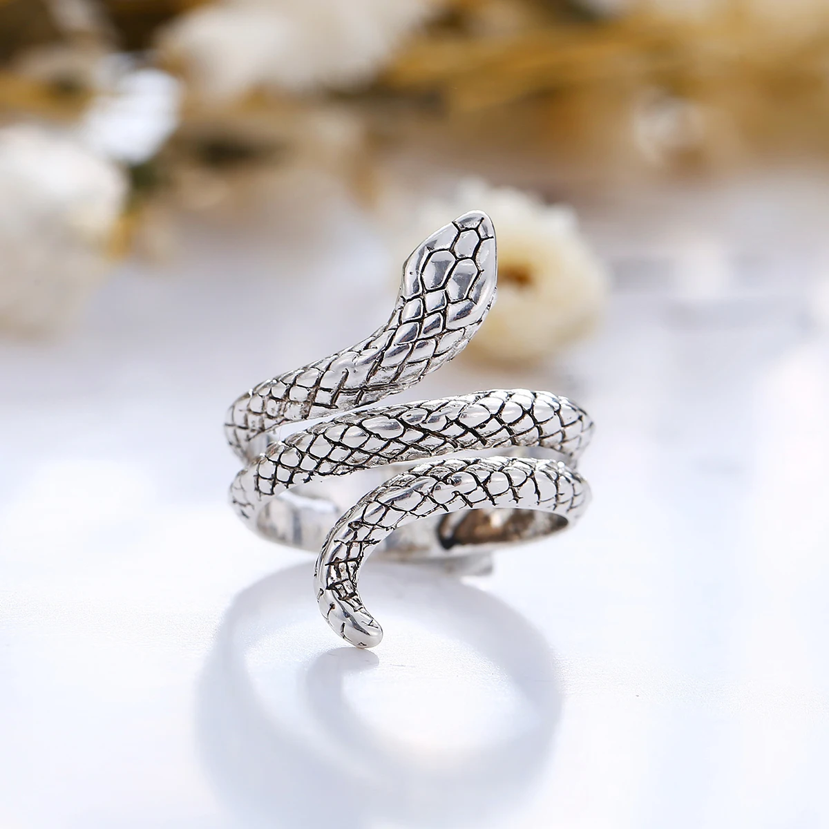 Knuckle Ring Retro Punk Rings Adjustable Gothic Snake Design for Men Vintage Style Cool Fashion Accessories Trendy Jewelry