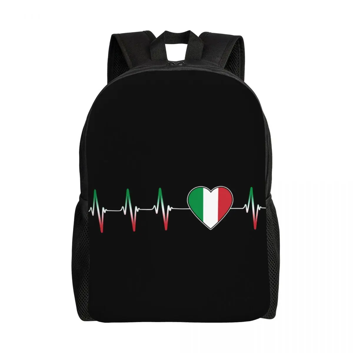 Custom Italian Heartbeat Italy Flag Backpacks for Women Men School College Students Bookbag Fits 15 Inch Laptop Bags