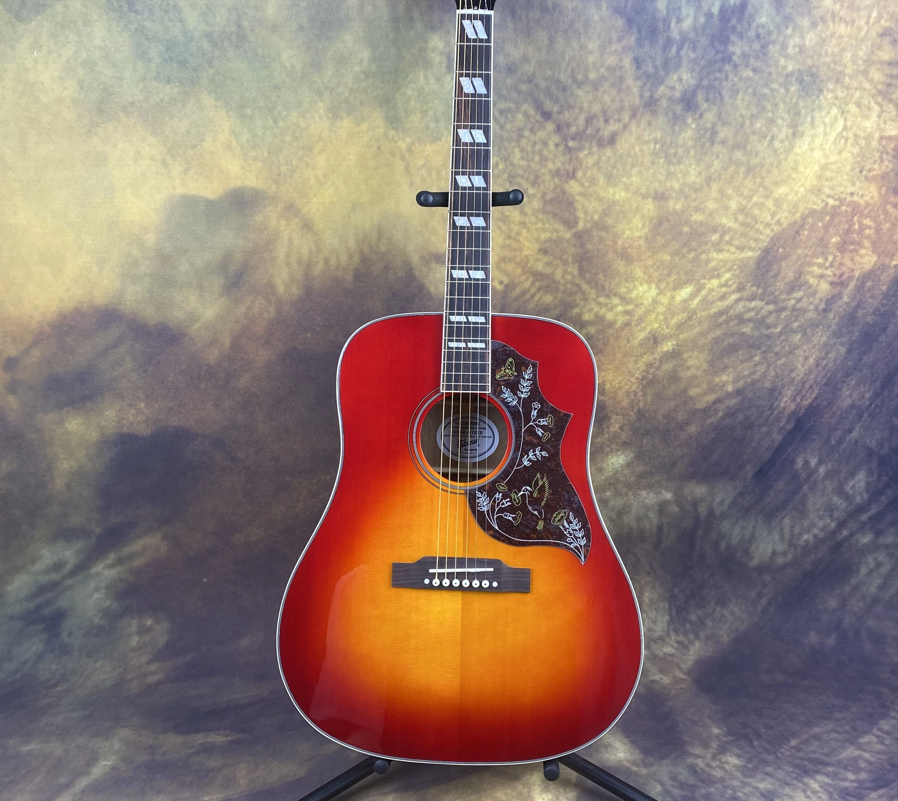 41" Hummingbird Rosewood Fingerboard New Red Inlays Yellow Spruce Body 6-String Acoustic Guitar