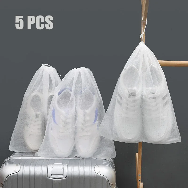 5PCS Storage Shoe Bag Non-woven Bag Cover Anti-yellow and White Shoe Sun Protection Thickened Breathable Dustproof Shoe Cover