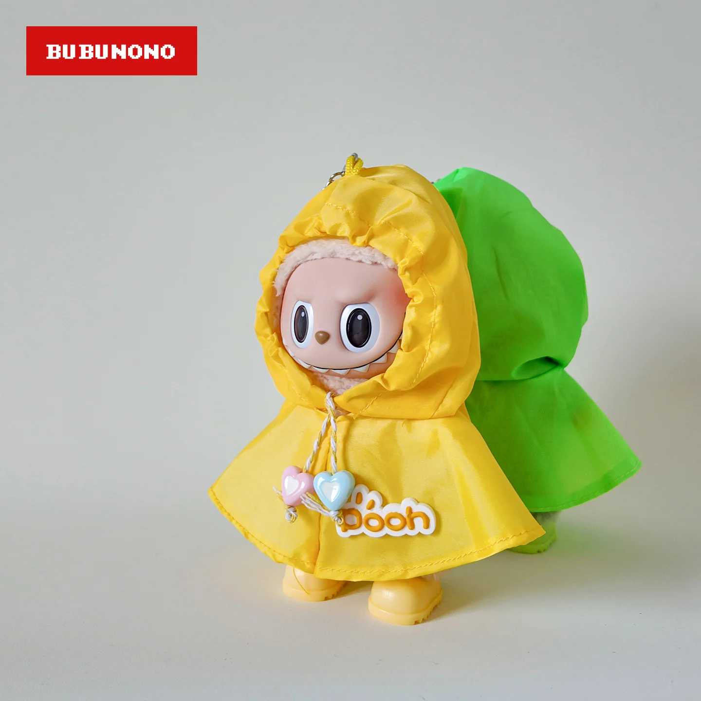 "Impermeável!" Labubu 1.0 2.0 3.0 Gen Figura de pelúcia de vinil Conjunto de roupas de chuva Casaco e botas à prova d'água Roupa de boneca fofa