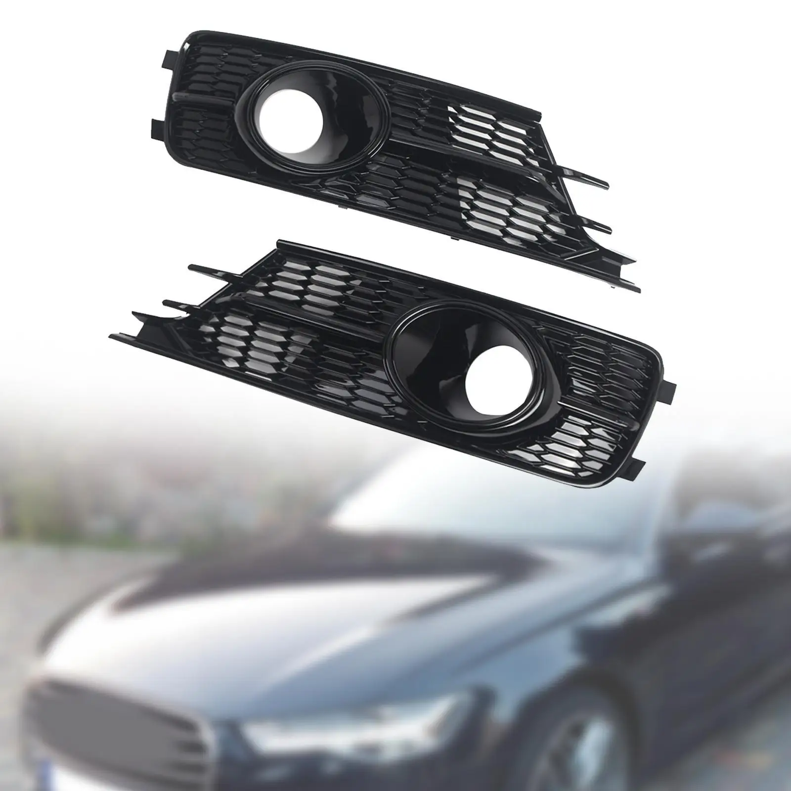 Front Fog Light Lamp Grille Covers High Performance 4G0807647A 4G0807648A Decoration Replace Easy Installation for A6 C7