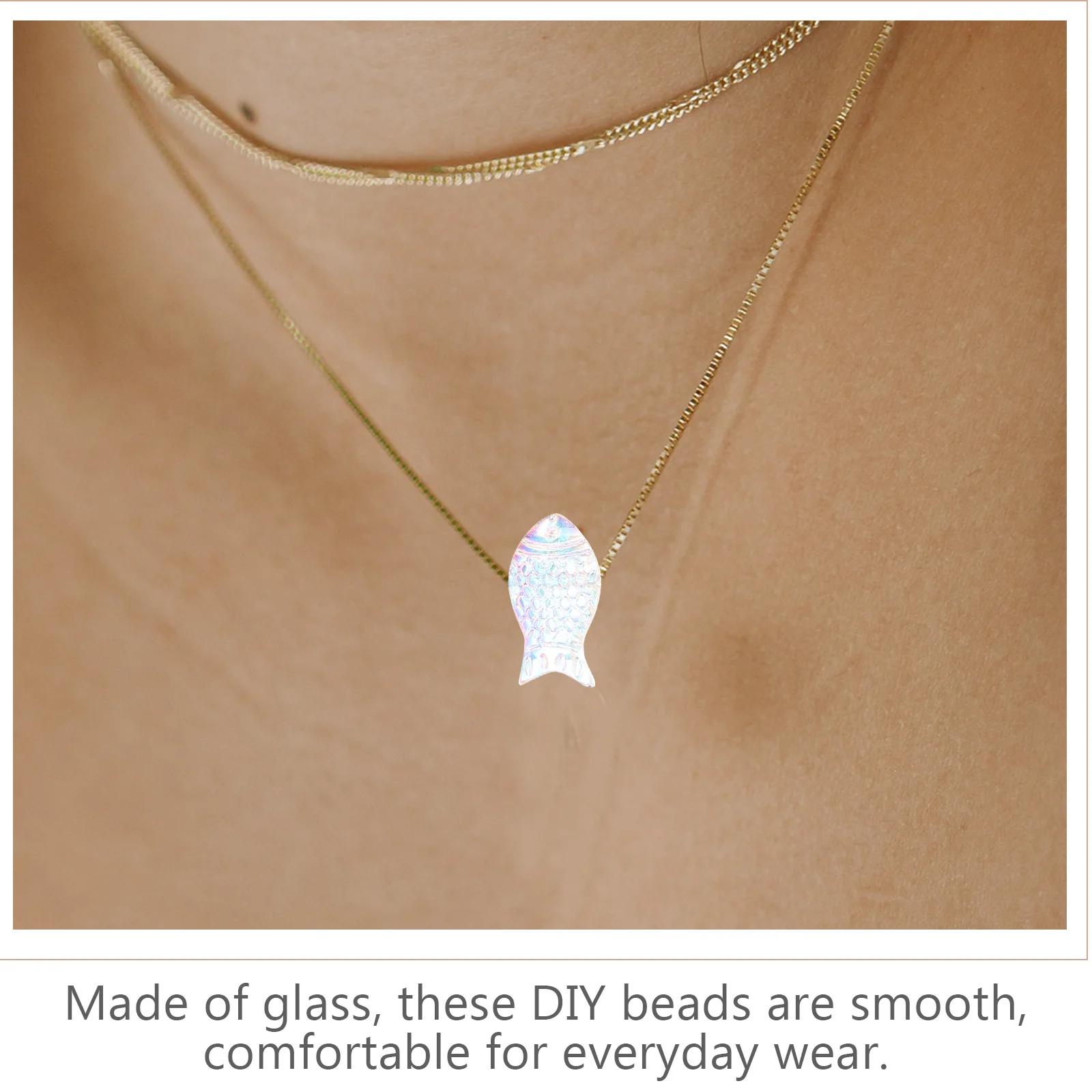 

50pcs Crystal Beads Small Fish Shape Cross Hole DIY Jewelry Making Accessories Glass Beads for Bracelets Safe Durable