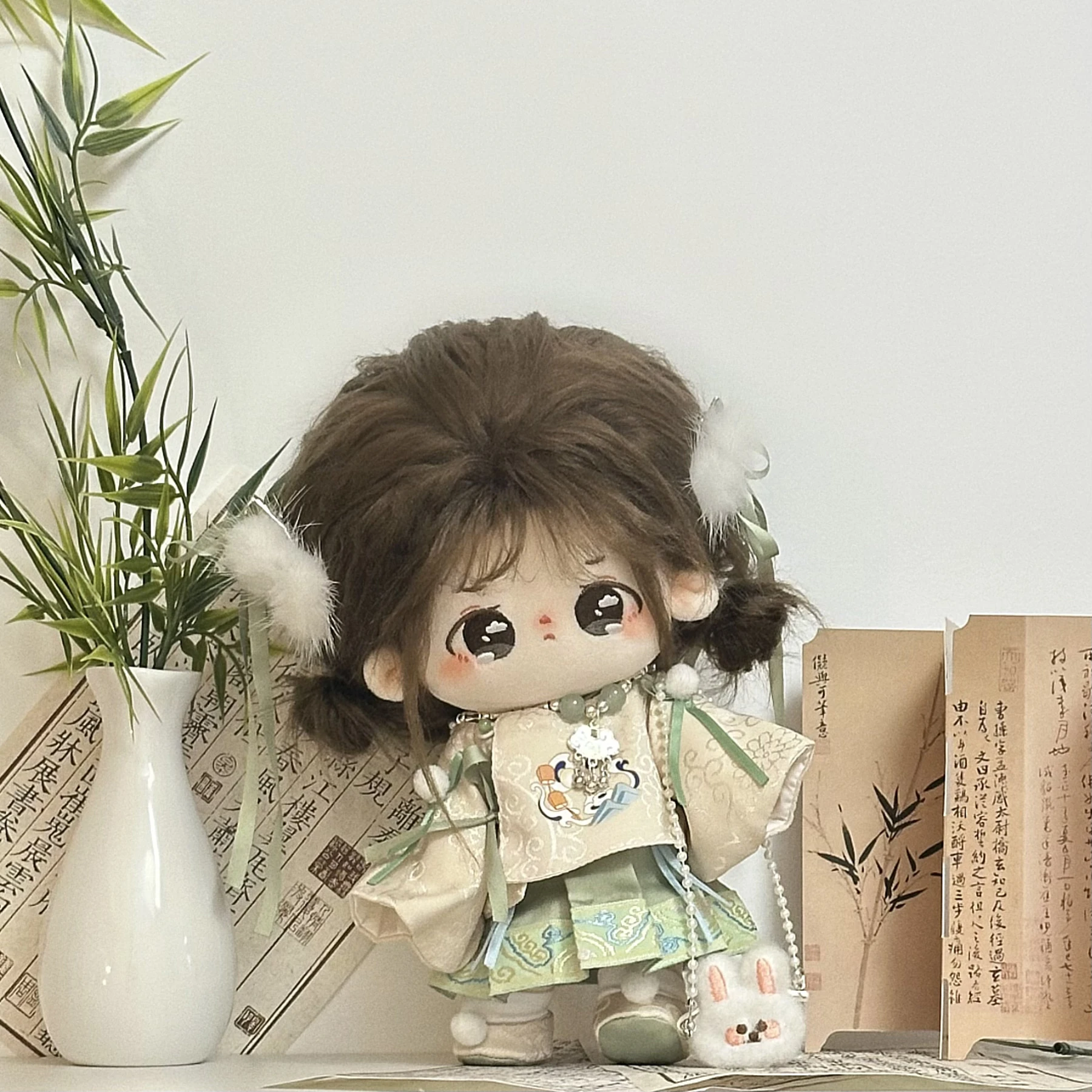 20cm Doll Clothes Rabbit Fairy Hanfu Red Green Dress Ancient Suit Stuffed Plushies Plush Doll Accessories Anime Toy For Kids