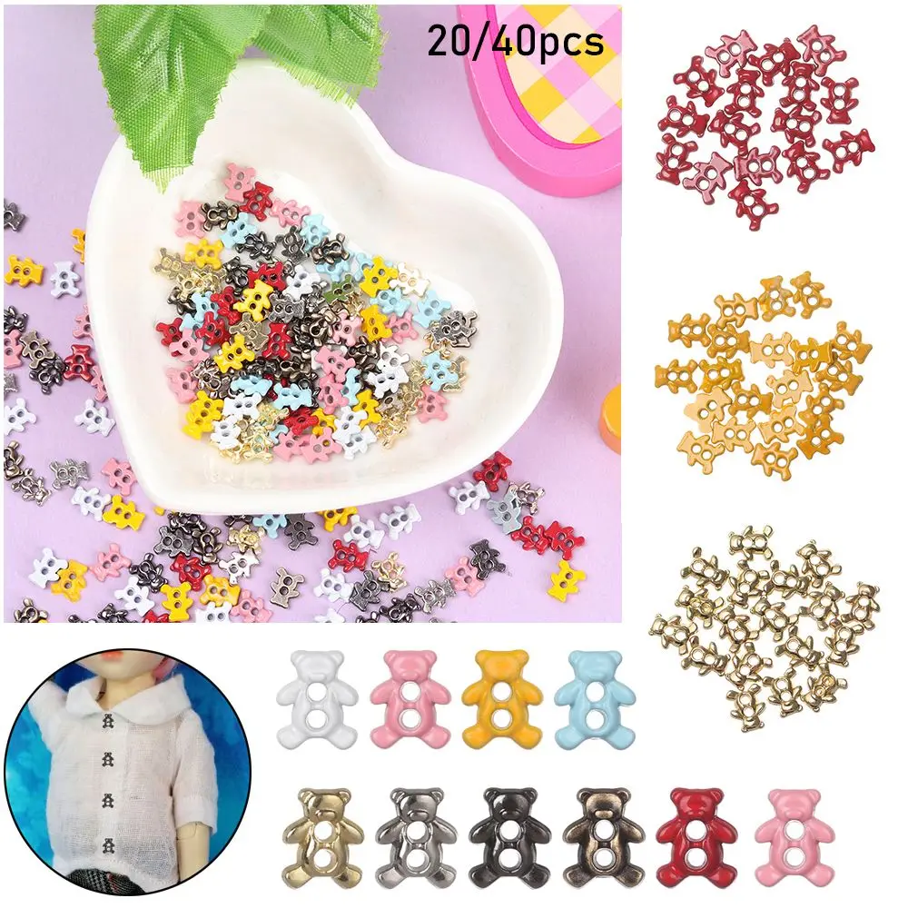 20/40pcs 6mm Craft Bear Pattern Decoration Metal Buckles Mini Buttons Clothing Sewing Buckle DIY  Clothes