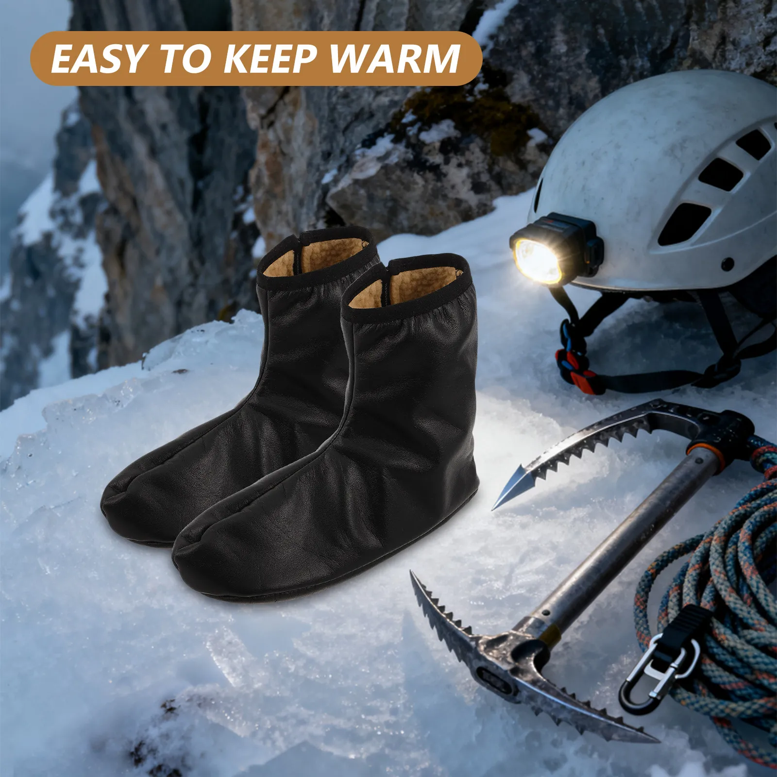 

1Pair Outdoor Warm Socks Unisex PU Zipper Thermal Insulated Liner Hiking Boot Socks Winter Sleeping Camping
