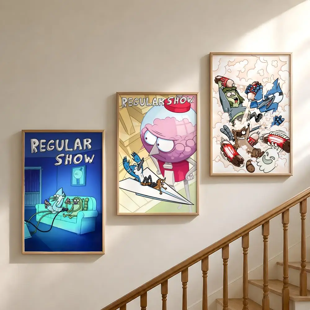 Cartoon Regular Show Mordecai Rigby Poster Waterproof HD Modern Peel And Stick Wall Decor Bedroom Living Room Dorm Office